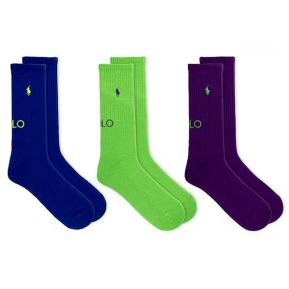 POLO Ralph Lauren Double Logo Polo 93 Crew Socks 6-Pack Size 10-13 - Picture 4 of 7